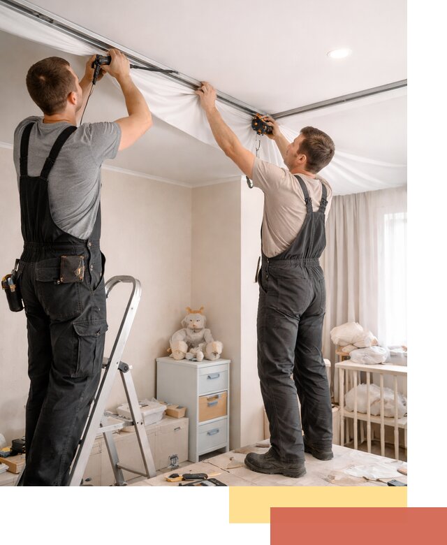 Монтаж натяжного потолка в детской комнате в Верхнем Уфалее