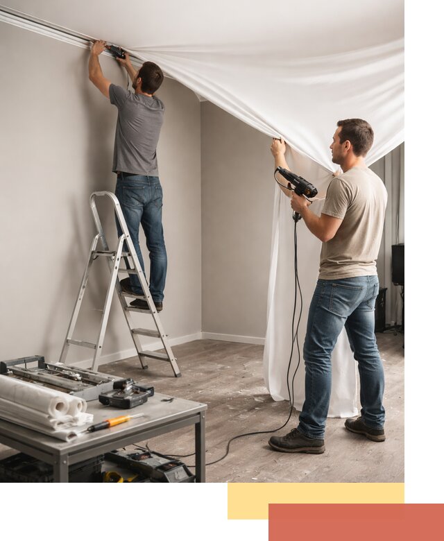 Монтаж натяжного потолка в студии в Верхнем Уфалее