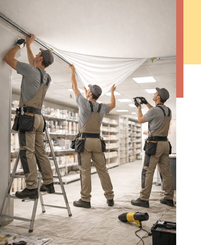 Монтаж натяжного потолка в магазине в Верхнем Уфалее от 4605 руб. быстро и недорого | ОТДЕЛОЧНИК-Врф