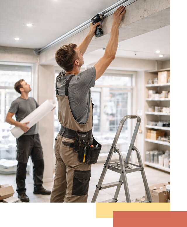 Монтаж натяжных потолков в магазине в Верхнем Уфалее