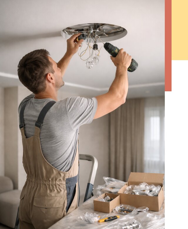 Установка люстры в натяжной потолок в Верхнем Уфалее от 1228 руб. | Быстро и недорого — ОТДЕЛОЧНИК-Врф