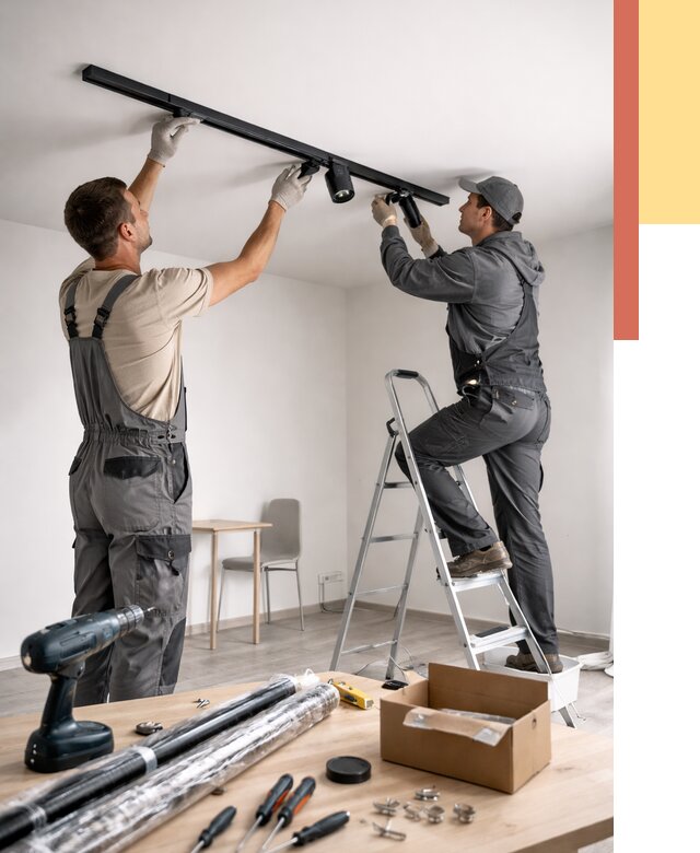 Установка трековых светильников в натяжной потолок в Верхнем Уфалее от 4298 руб. | ОТДЕЛОЧНИК-Врф