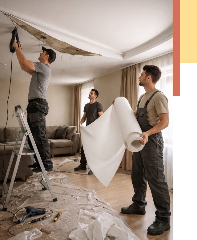 Замена полотна натяжного потолка в Верхнем Уфалее от 9722 руб. быстро и недорого | ОТДЕЛОЧНИК-Врф