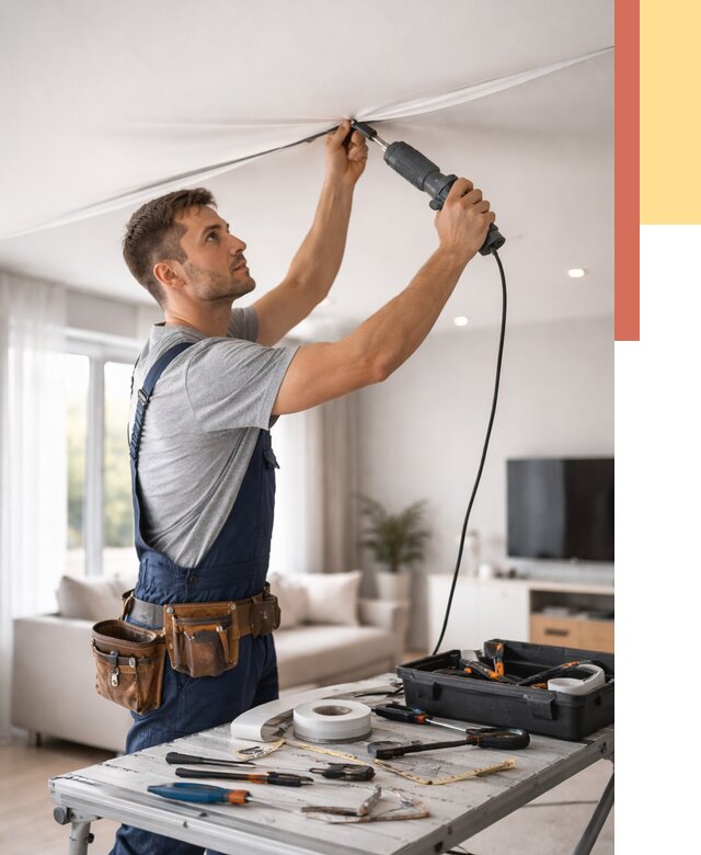 Ремонт натяжных потолков в Верхнем Уфалее от 9722 руб. под ключ — ОТДЕЛОЧНИК-Врф