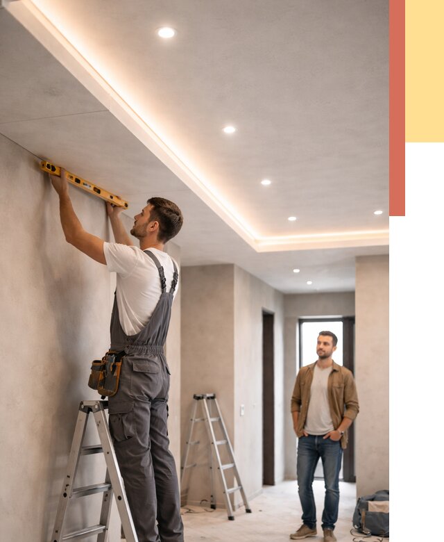 Потолок из гипсокартона с подсветкой в Верхнем Уфалее от 768 руб./м2 под ключ | ОТДЕЛОЧНИК-Врф