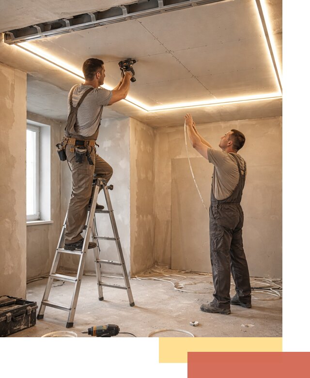 Потолок из гипсокартона с подсветкой в Верхнем Уфалее