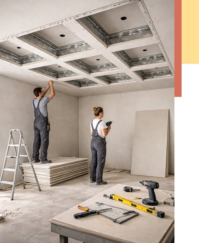 Кессонный потолок из гипсокартона в Верхнем Уфалее от 1893 руб. — монтаж и под ключ | ОТДЕЛОЧНИК-Врф