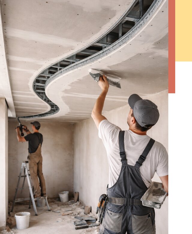 Криволинейный потолок из гипсокартона в Верхнем Уфалее от 2149 руб./м2 | ОТДЕЛОЧНИК-Врф