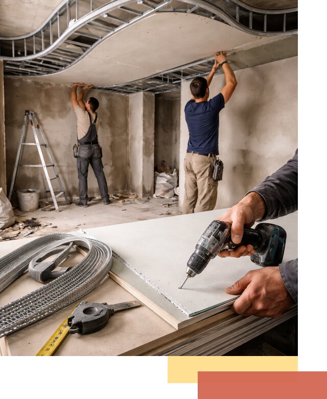 Криволинейный потолок из гипсокартона в Верхнем Уфалее — монтаж и отделка