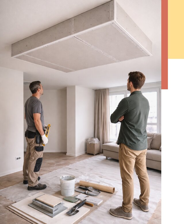 Короб на потолке из гипсокартона в Верхнем Уфалее от 2251 руб. — монтаж и услуги под ключ | ОТДЕЛОЧНИК-Врф