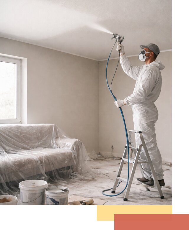 Покраска потолка краскопультом в Верхнем Уфалее быстро и качественно