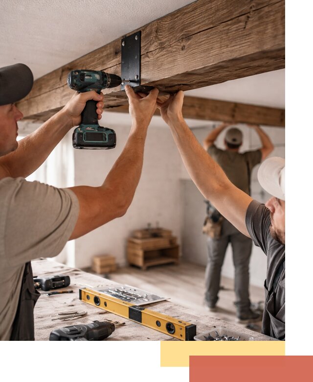 Монтаж декоративных потолочных балок в Верхнем Уфалее