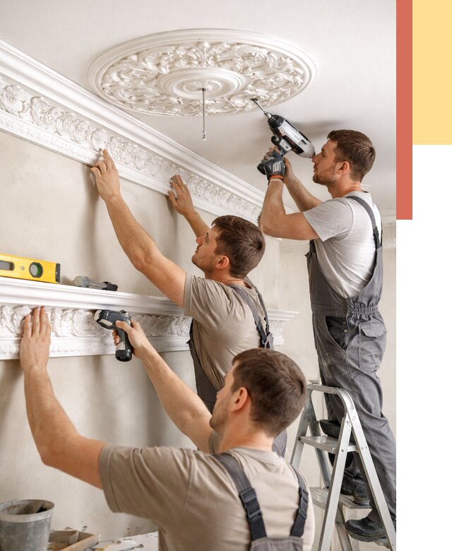 Монтаж лепнины на потолок в Верхнем Уфалее от 3275 руб. быстро и недорого | ОТДЕЛОЧНИК-Врф